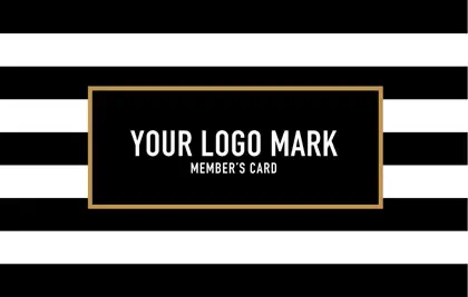 コンサバ風パターン、白黒のストライプデザインがクール！可愛い色のタグフレームが大人シンプル&かわいいおしゃれなデザインの2折スタンプカード021A