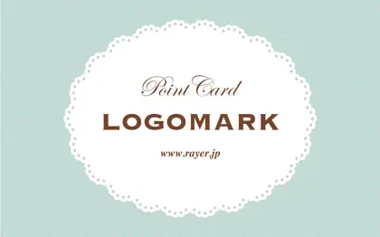 楕円の可愛らしいレースデザインのフレームに、パステルカラーが華やかなデザイン。ケーキ屋さんにも最適なデザインで、甘く美味しい雰囲気が漂うデザインの2折スタンプカード023E