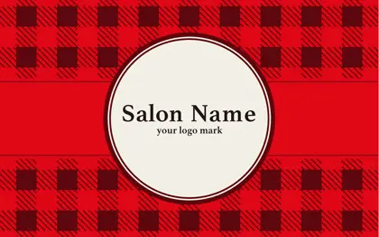 チェック柄の大人かわいい！パステル超がケーキ屋さんのポイントカードにも最適なおしゃれデザインの2折スタンプカード024C