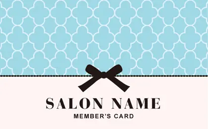 ガーリーかわいいパターンとリボンがとっても可愛い！大人コンサバ風のおしゃれなデザイン2折スタンプカード028W