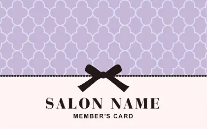 ガーリーかわいいパターンとリボンがとっても可愛い！大人コンサバ風のおしゃれなデザイン2折スタンプカード028Y