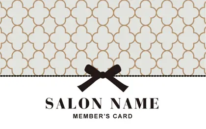 ガーリーかわいいパターンとリボンがとっても可愛い！大人コンサバ風のおしゃれなデザイン2折スタンプカード028E