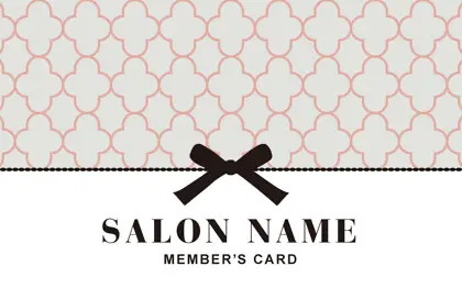 ガーリーかわいいパターンとリボンがとっても可愛い！大人コンサバ風のおしゃれなデザイン2折スタンプカード028F