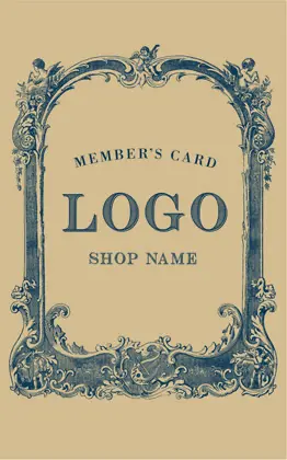 素敵で優雅なアンティーク感をもたらす、バロック様式を彷彿とさせるフレームデザインの2折スタンプカード503i