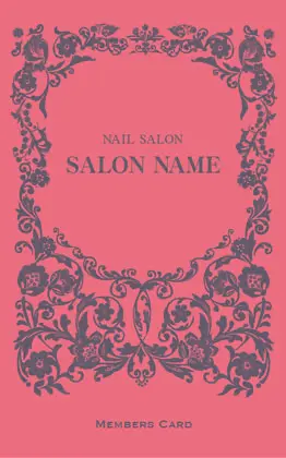 女性らしい曲線が優雅で繊細なデザインの可愛いアールヌーボー様式のフレームがおしゃれな縦型2折スタンプカード504L