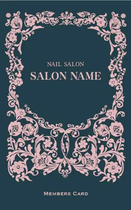 女性らしい曲線が優雅で繊細なデザインの可愛いアールヌーボー様式のフレームがおしゃれな縦型2折スタンプカード504N