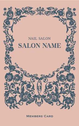 女性らしい曲線が優雅で繊細なデザインの可愛いアールヌーボー様式のフレームがおしゃれな縦型2折スタンプカード504O