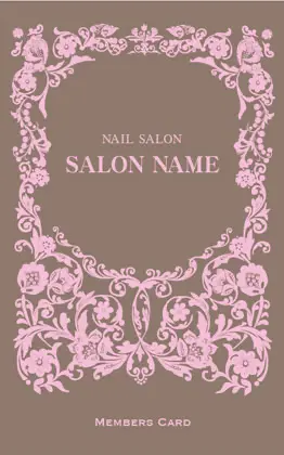 女性らしい曲線が優雅で繊細なデザインの可愛いアールヌーボー様式のフレームがおしゃれな縦型2折スタンプカード504P