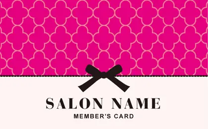 美容室・ネイルサロン・ヘアサロン向けのガーリーかわいいパターンとリボンがとっても可愛い!大人コンサバ風のおしゃれなデザインポイントカードPCS-028K