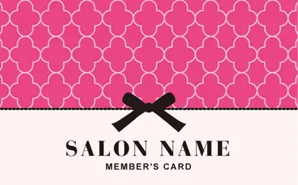 美容室・ネイルサロン・ヘアサロン向けのガーリーかわいいパターンとリボンがとっても可愛い!大人コンサバ風のおしゃれなデザインポイントカードPCS-028N