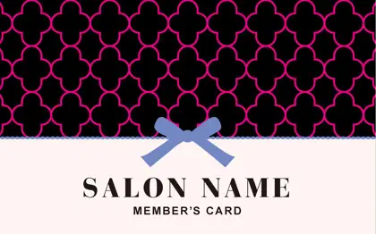美容室・ネイルサロン・ヘアサロン向けのガーリーかわいいパターンとリボンがとっても可愛い!大人コンサバ風のおしゃれなデザインポイントカードPCS-028O