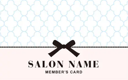 美容室・ネイルサロン・ヘアサロン向けのガーリーかわいいパターンとリボンがとっても可愛い!大人コンサバ風のおしゃれなデザインポイントカードPCS-028Q