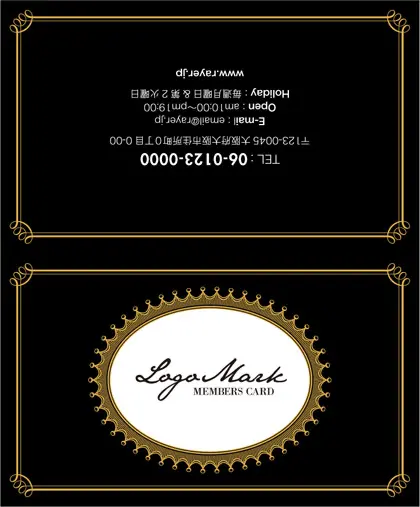 美容室・ネイルサロン・ヘアサロン向けのお菓子箱の様なアンティーク枠がヨーロッパ調のデザインが可愛いおしゃれな2折ポイントカードPMB-007L