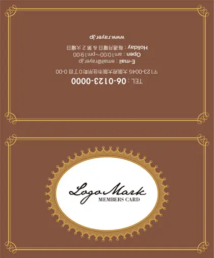 美容室・ネイルサロン・ヘアサロン向けのお菓子箱の様なアンティーク枠がヨーロッパ調のデザインが可愛いおしゃれな2折ポイントカードPMB-007M