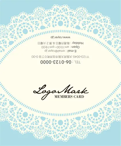 美容室・ネイルサロン・ヘアサロン向けのかわいいドイリーレースペーパー模様がガーリーな女の子デザインのおしゃれ2折ポイントカードPMB-010A