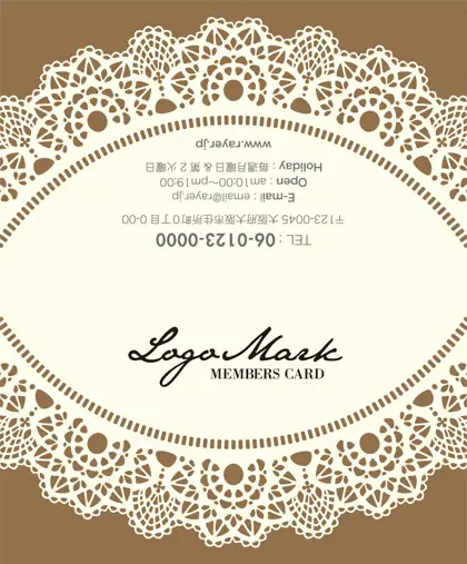 美容室・ネイルサロン・ヘアサロン向けのかわいいドイリーレースペーパー模様がガーリーな女の子デザインのおしゃれ2折ポイントカードPMB-010J