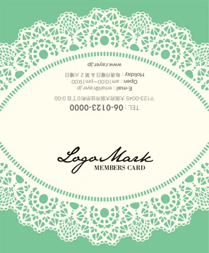 美容室・ネイルサロン・ヘアサロン向けのかわいいドイリーレースペーパー模様がガーリーな女の子デザインのおしゃれ2折ポイントカードPMB-010K