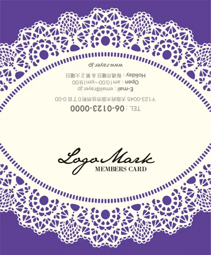 美容室・ネイルサロン・ヘアサロン向けのかわいいドイリーレースペーパー模様がガーリーな女の子デザインのおしゃれ2折ポイントカードPMB-010L