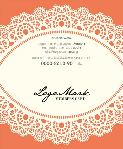 美容室・ネイルサロン・ヘアサロン向けのかわいいドイリーレースペーパー模様がガーリーな女の子デザインのおしゃれ2折ポイントカードPMB-010N