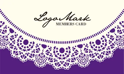 かわいいドイリーレースペーパー模様がガーリーな女の子デザインのおしゃれ2折ポイントカードPMB-010R表紙