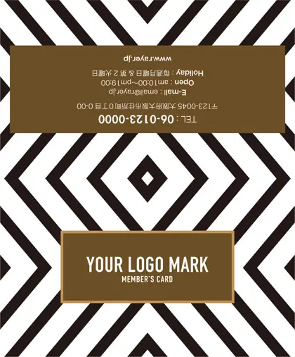 美容室・ネイルサロン・ヘアサロン向けのコンサバ風、白黒の線デザインと可愛い色のタグフレームの大人カッコいい&かわいいおしゃれなデザインの2折ポイントカードPMB-018F