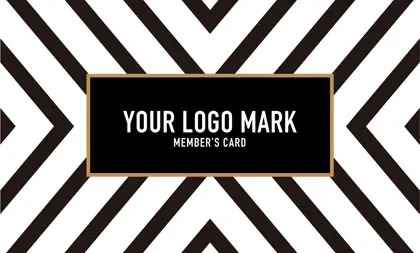 コンサバ風、白黒の線デザインと可愛い色のタグフレームの大人カッコいい&かわいいおしゃれなデザインの2折ポイントカードPMB-018A表紙