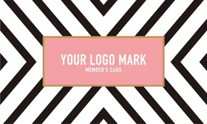 コンサバ風、白黒の線デザインと可愛い色のタグフレームの大人カッコいい&かわいいおしゃれなデザインの2折ポイントカードPMB-018B表紙