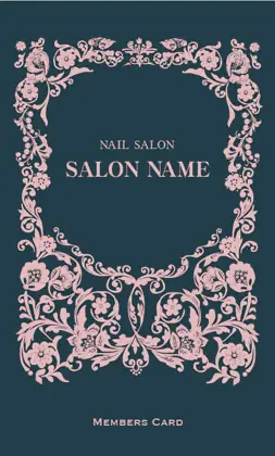 美容室・ネイルサロン・ヘアサロン向けの女性らしい曲線が優雅で繊細なデザインの可愛いアールヌーボー様式のフレームがおしゃれな縦型スタンプカードPMS-504N