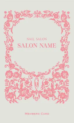 美容室・ネイルサロン・ヘアサロン向けの女性らしい曲線が優雅で繊細なデザインの可愛いアールヌーボー様式のフレームがおしゃれな縦型スタンプカードPMS-504Q
