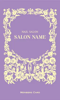 美容室・ネイルサロン・ヘアサロン向けの女性らしい曲線が優雅で繊細なデザインの可愛いアールヌーボー様式のフレームがおしゃれな縦型スタンプカードPMS-504S