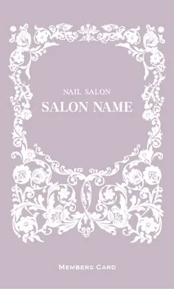 美容室・ネイルサロン・ヘアサロン向けの女性らしい曲線が優雅で繊細なデザインの可愛いアールヌーボー様式のフレームがおしゃれな縦型スタンプカードPMS-504B
