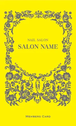 美容室・ネイルサロン・ヘアサロン向けの女性らしい曲線が優雅で繊細なデザインの可愛いアールヌーボー様式のフレームがおしゃれな縦型スタンプカードPMS-504T