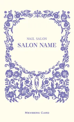美容室・ネイルサロン・ヘアサロン向けの女性らしい曲線が優雅で繊細なデザインの可愛いアールヌーボー様式のフレームがおしゃれな縦型スタンプカードPMS-504X