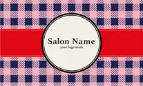 チェック柄の大人かわいい次回予約カード紺ピンク