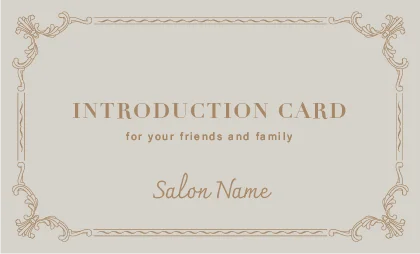 アンティーク調の繊細な装飾フレームが、特別な価値とプレミアム感を演出するデザインのおしゃれストライプの紹介カード・ブランドタイプ 023